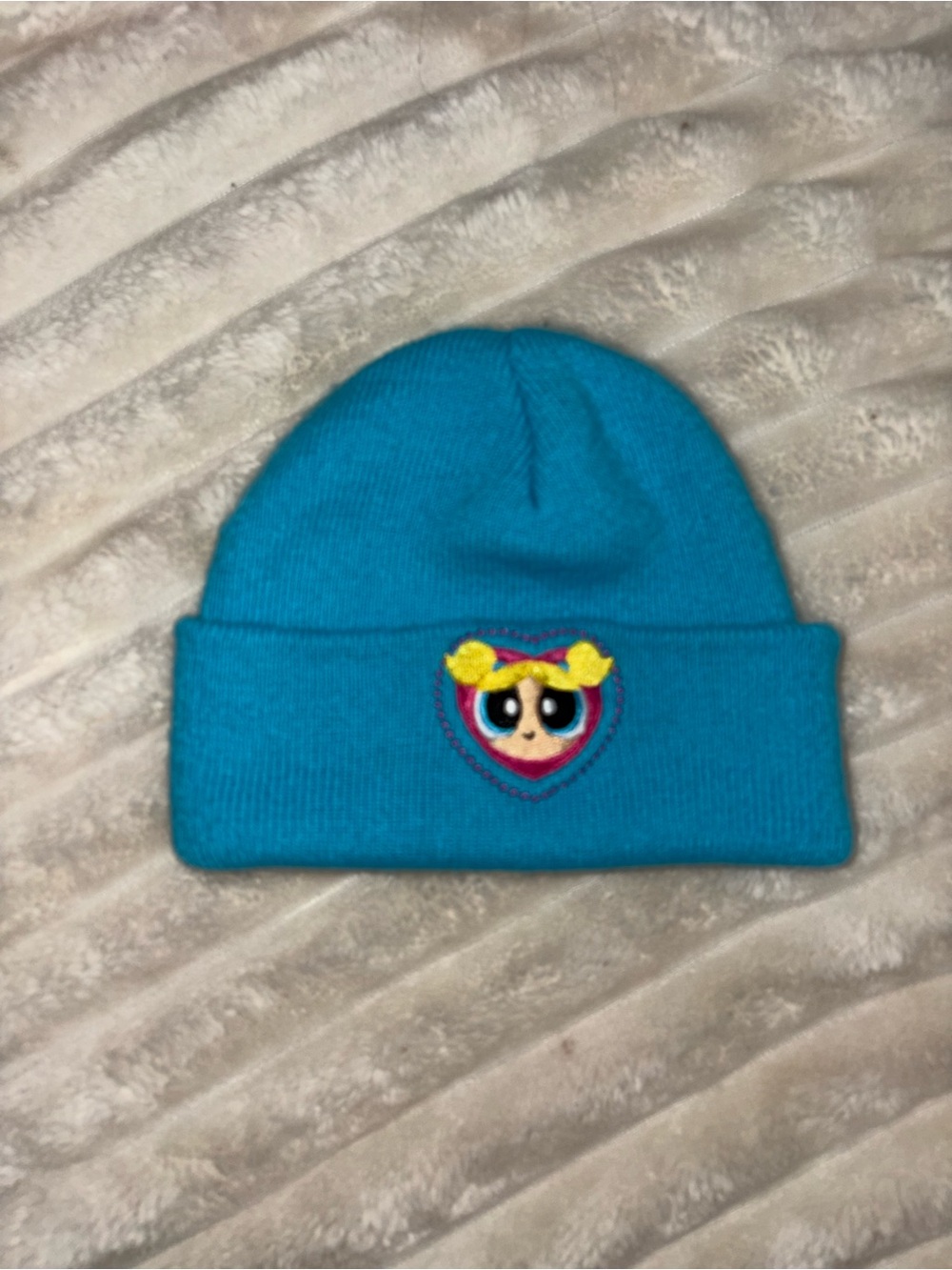 Cartoon Network Teal Blue Beanie with Powerpuff Heart Patch